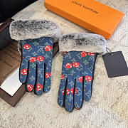 Colestore Louis Vuitton LV x TM Denim Cerise Gloves Fur-Cuff - 4