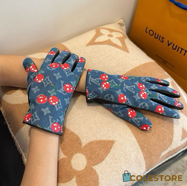 olestore Louis Vuitton LV x TM Denim Cerise Gloves Leather - 1