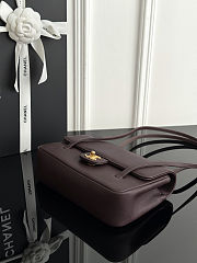 Colestore Chanel Small Flap Bag Grained Shiny Calfskin & Gold-Tone Metal Dark Brown 15 x 22 x 7cm - 4