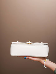 	 Colestore Chanel Small Flap Bag Grained Shiny Calfskin & Gold-Tone Metal White 15 x 22 x 7cm - 6