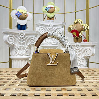Colestore Louis Vuitton Capucines Mini Hazelnut Calfskin suede leather 21 x 13.6 x 8 cm