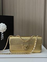 Colestore Chanel Metallic Calfskin Lizard Embossed Small East West Flap Gold 12× 21.5×4.2cm - 6