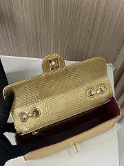Colestore Chanel Metallic Calfskin Lizard Embossed Small East West Flap Gold 12× 21.5×4.2cm - 5