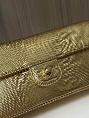 Colestore Chanel Metallic Calfskin Lizard Embossed Small East West Flap Gold 12× 21.5×4.2cm - 3