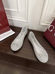 Colestore Gucci Women's crystal ballerina with bamboo Metallic silver soft leather - 5