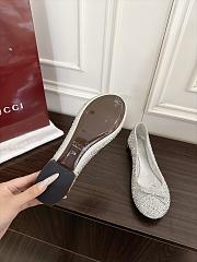 Colestore Gucci Women's crystal ballerina with bamboo Metallic silver soft leather - 4
