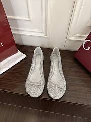Colestore Gucci Women's crystal ballerina with bamboo Metallic silver soft leather - 3