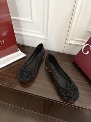 Colestore Gucci Women's crystal ballerina with bamboo Black soft leather - 6