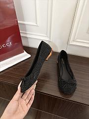 Colestore Gucci Women's crystal ballerina with bamboo Black soft leather - 2