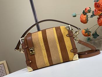 Colestore Louis Vuitton Side Trunk MM Bag Tan Brown Calfskin suede 23.5 x 16 x 8.5 cm