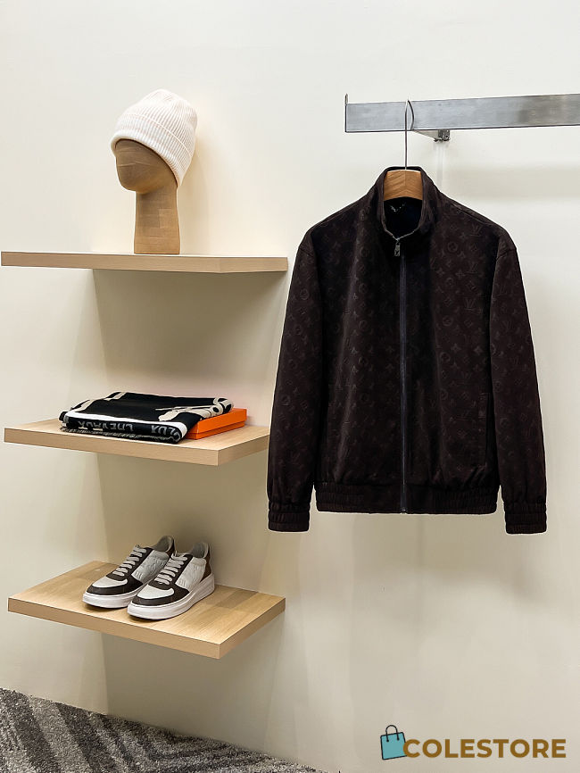 Colestore Louis Vuitton Monogram Embossed Tracksuit Jacket Coffee Bean - 1