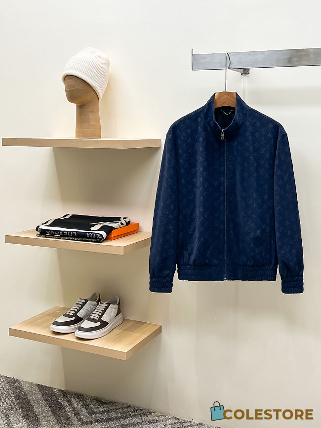 	 Colestore Louis Vuitton Monogram Embossed Tracksuit Jacket Indigo - 1
