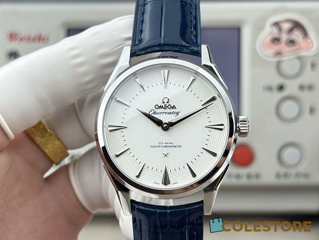 Colestore Omega Constellation Observatory Watch 39.4 mm dark blue leather strap - 1