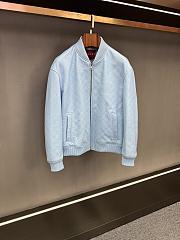 Colestore Gucci Embossed GG leather bomber jacket Light Blue - 1