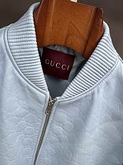 Colestore Gucci Embossed GG leather bomber jacket Light Blue - 4