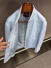 Colestore Gucci Embossed GG leather bomber jacket Light Blue - 2