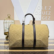 Colestore Louis Vuitton  Keepall Bandoulière 45 Trench Coat Beige Monogram Empreinte suede cowhide leather 45 x 27 x 20 cm - 6