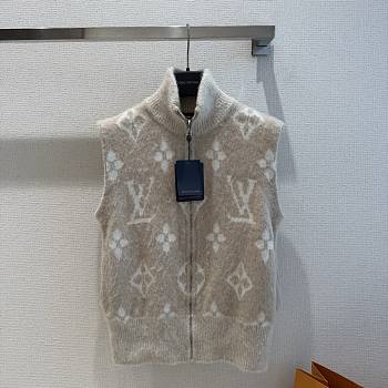 Colestore Louis Vuitton Flight Mode Brushed Monogram Zip-Up Gilet Galet Gray