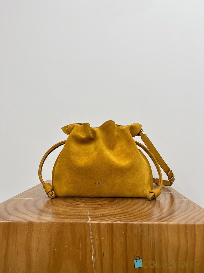 Colestore Loewe Medium Flamenco clutch in suede Ochre 30 x 24.5 x 10.5 cm  - 1