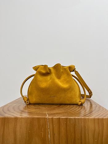 Colestore Loewe Medium Flamenco clutch in suede Ochre 30 x 24.5 x 10.5 cm 