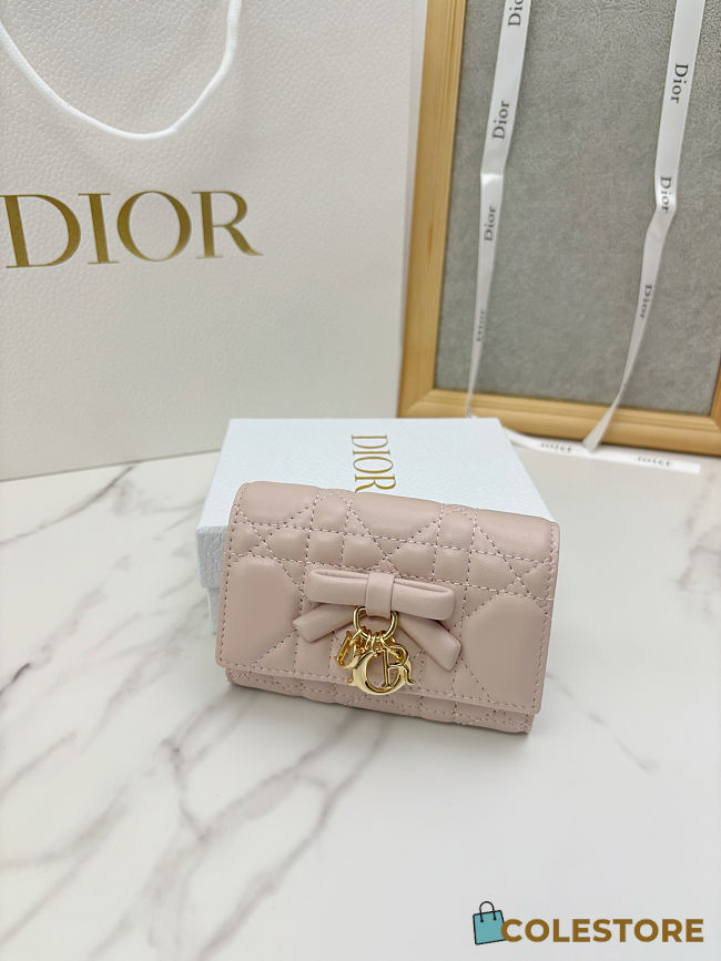 Colestore Dior Lady Dior Glycine Wallet Ballet Pink Cannage Lambskin 11 x 7.5 x 3 cm - 1