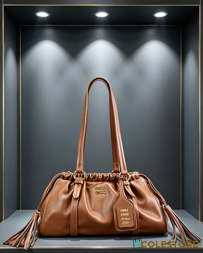 Colestore Miu Miu Joie Leather Shoulder Bag in Brown 33x 10 x 19cm - 1