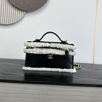Colestore Chanel  Fall Winter 2026 Pre-Collection  Vanity with Chain  Aged Calfskin, Ecru Shearling & Gold-Tone Metal Black 12 x 25 x 5cm
