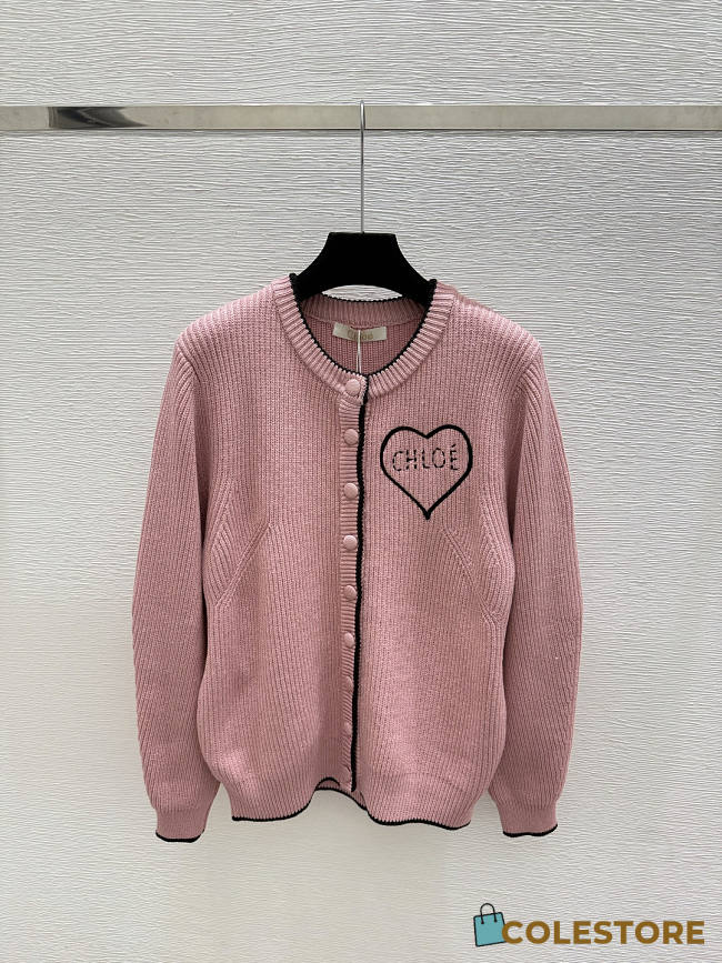 Colestore Chloé Generous Logo Cardigan in Wool & Cashmere Knit misty mauve - 1