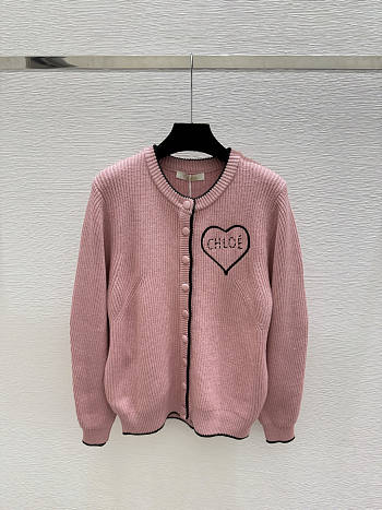 Colestore Chloé Generous Logo Cardigan in Wool & Cashmere Knit misty mauve