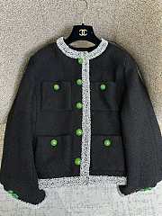 Colestore Chanel Métiers d’art 2026   Jacket   Embroidered Tweed  White, Green & Black - 1