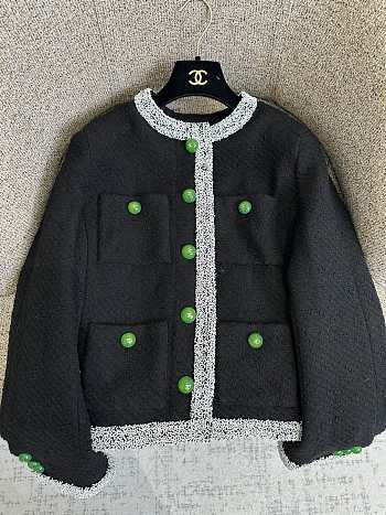 Colestore Chanel Métiers d’art 2026   Jacket   Embroidered Tweed  White, Green & Black