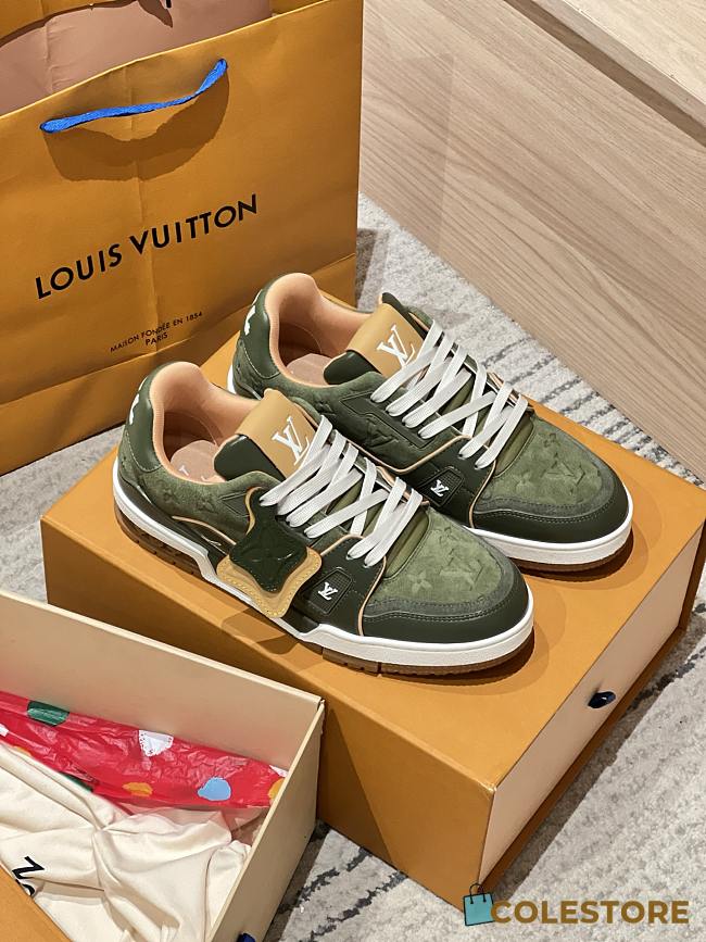 Colestore Louis Vuitton LV Trainer Sneaker Green Suede calf leather/Plain calf leather - 1
