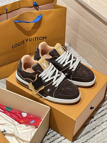 Colestore Louis Vuitton LV Trainer Sneaker Brown Suede calf leather/Plain calf leather