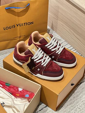 Colestore Louis Vuitton LV Trainer Sneaker Bordeaux Red Suede calf leather/Plain calf leather