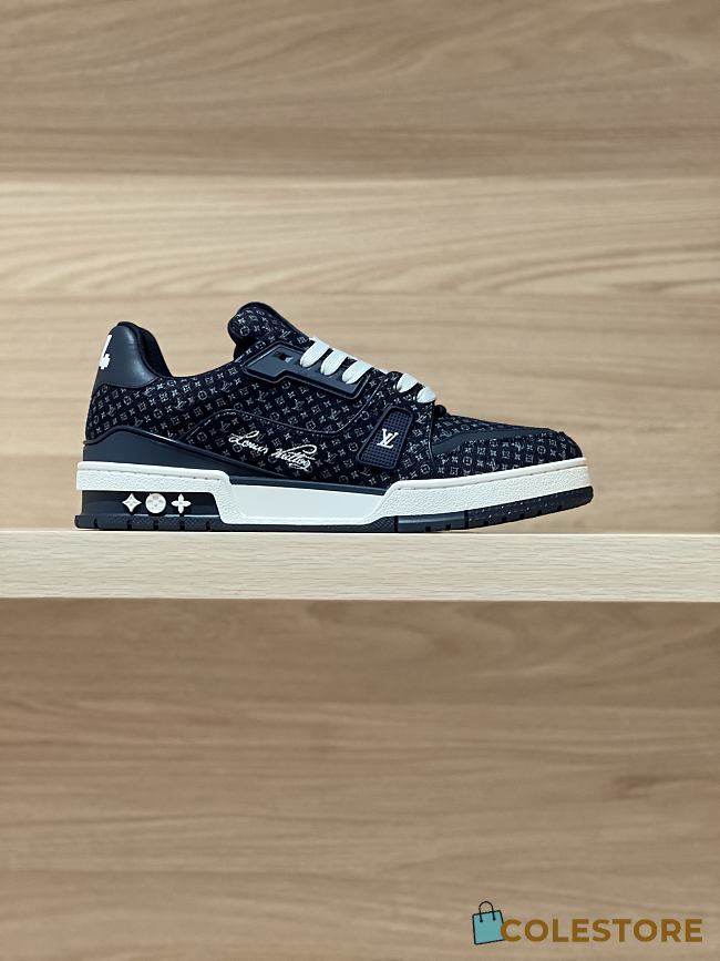 Colestore Louis Vuitton LV Trainer Sneaker Navy Blue Nanogram denim - 1
