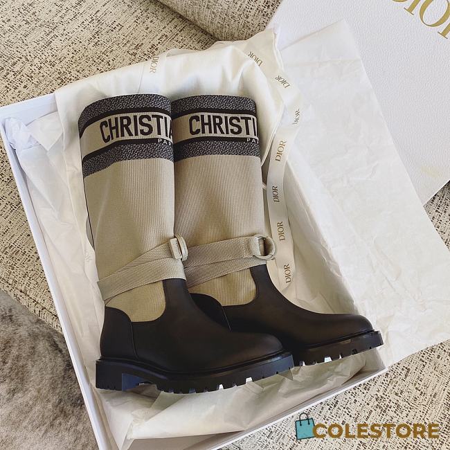 Colestore Dior D-Major Boot Warm Taupe and Black Technical Fabric with Black Calfskin - 1