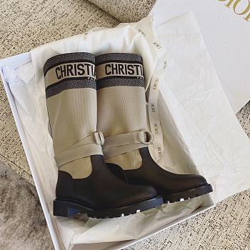 Colestore Dior D-Major Boot Warm Taupe and Black Technical Fabric with Black Calfskin