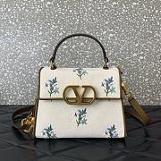 Colestore Valentino Garavani Vsling Small Handbag In Linen With Embroidery  Natural/multicolor 22x17x9cm - 1