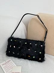 Colestore Valentino Garavani Devain Small Shoulder Bag In Lamb Fur With Rhinestones Black/multicolour 23.5x12x3cm - 6