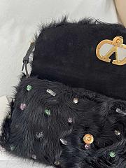 Colestore Valentino Garavani Devain Small Shoulder Bag In Lamb Fur With Rhinestones Black/multicolour 23.5x12x3cm - 2