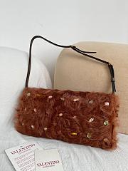 Colestore Valentino Garavani Devain Small Shoulder Bag In Lamb Fur With Rhinestones Brown/multicolour 23.5x12x3cm - 3