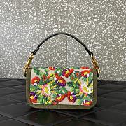 Colestore Valentino Garavani Locò Small VLogo Flower Beaded Convertible Shoulder Bag Green19x10.5x5cm - 3