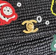 Colestore Chanel  Cruise 2026/27 Small Flap Bag Braided Raffia, Embroidered Motifs & Gold-Tone Metal Black 16 x 25.5 x 7cm - 4