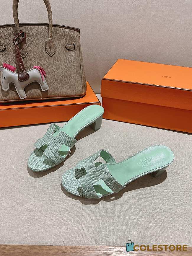 	 Colestore Hermes Oasis sandal in shiny lizard leather Vert Jade - 1