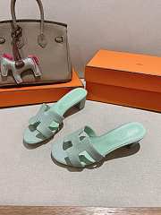 	 Colestore Hermes Oasis sandal in shiny lizard leather Vert Jade - 1
