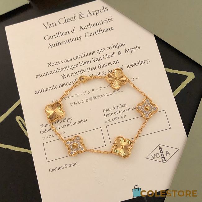 Colestore Van Cleef & Arpels Vintage Alhambra bracelet, 5 motifs yellow gold - 1