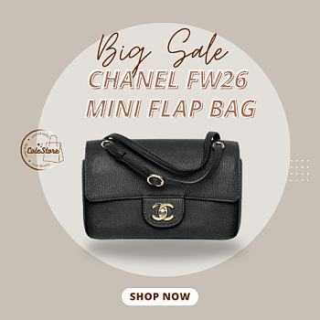 Colestore Chanel FALL WINTER 2026 PRE-COLLECTION   MINI FLAP BAG   Grained Calfskin & Gold-Tone Metal  Black 13 x 20 x 6cm