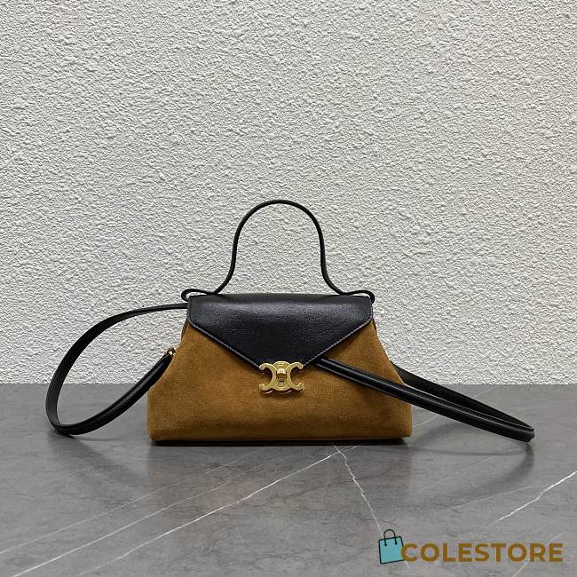 Colestore Celine Small Flair Bag in Suede Calfskin and Glossy Lambskin CAMEL / BLACK 24 x 12 x 9 CM - 1