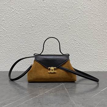 Colestore Celine Small Flair Bag in Suede Calfskin and Glossy Lambskin CAMEL / BLACK 24 x 12 x 9 CM