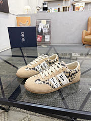 Colestore Dior Ribbon Sneaker Beige Suede Calfskin and Natural Mizza Printed Fabric - 1